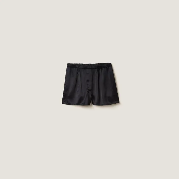 Women Underwear And Beachwear Miu Miu Satin Boxer Shorts Black