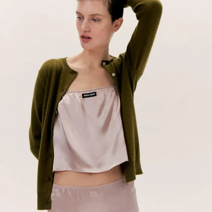 Women Underwear And Beachwear Miu Miu Satin Top Opal Women Underwear And Beachwear Miu Miu Satin Top Opal