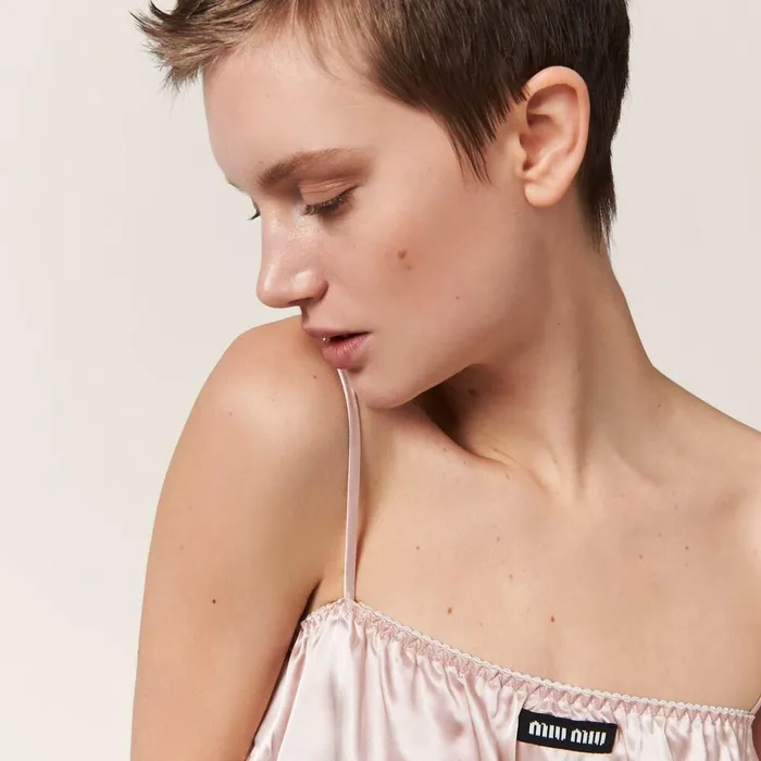 Women Underwear And Beachwear Miu Miu Satin Top Opal Women Underwear And Beachwear Miu Miu Satin Top Opal