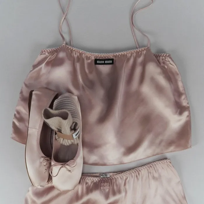 Women Underwear And Beachwear Miu Miu Satin Top Opal Women Underwear And Beachwear Miu Miu Satin Top Opal