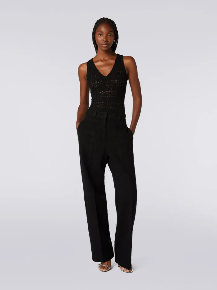 Women VNeck Bodysuit In Viscose Blend With Lace Effect Black Missoni Tshirts And Tops Women VNeck Bodysuit In Viscose Blend With Lace Effect Black Missoni Tshirts And Tops
