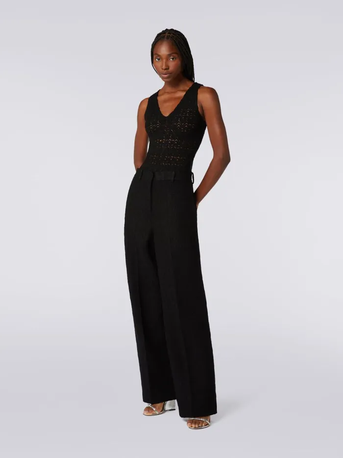 Women VNeck Bodysuit In Viscose Blend With Lace Effect Black Missoni Tshirts And Tops Women VNeck Bodysuit In Viscose Blend With Lace Effect Black Missoni Tshirts And Tops