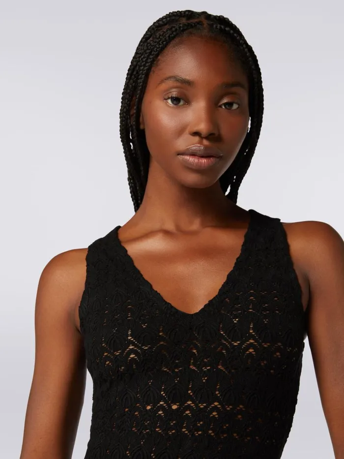Women VNeck Bodysuit In Viscose Blend With Lace Effect Black Missoni Tshirts And Tops Women VNeck Bodysuit In Viscose Blend With Lace Effect Black Missoni Tshirts And Tops