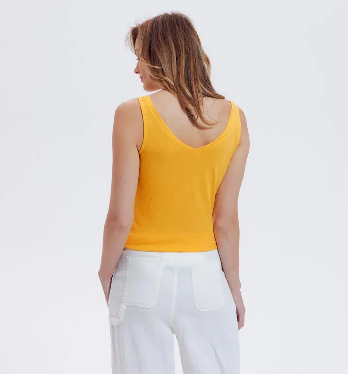 Women VNeckline Sleeveless Top 8211 Yellow Promod Tops Women VNeckline Sleeveless Top 8211 Yellow Promod Tops