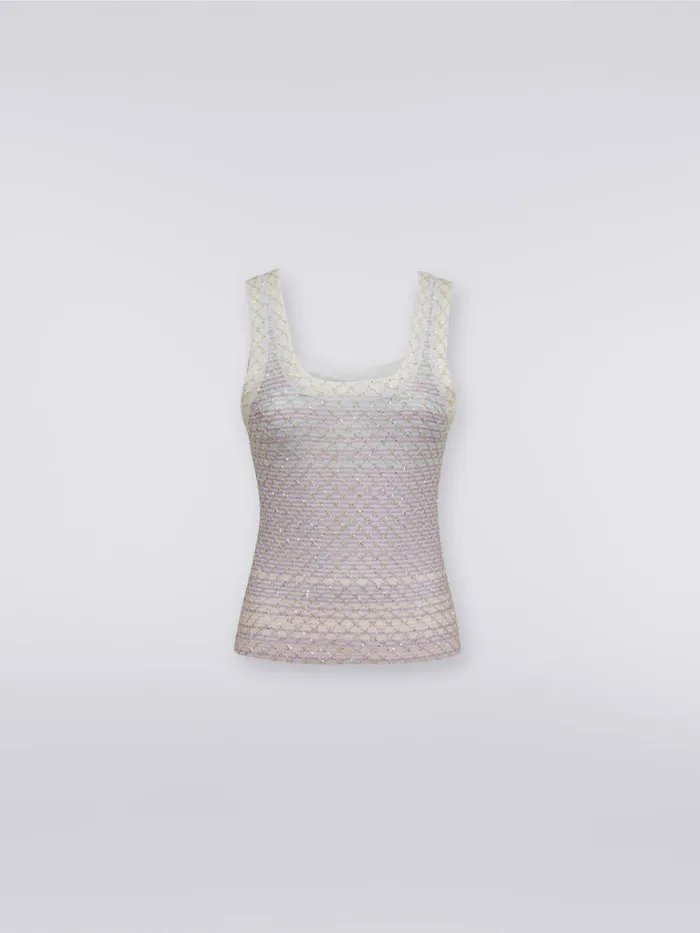 Women Viscose Blend Tank Top With Sequins Multicoloured Missoni Tshirts And Tops