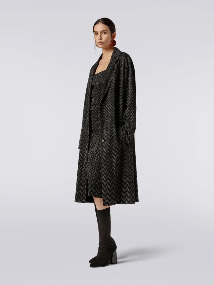 Women Viscose Chevron Coat With Lurex Black Missoni Coats and Jackets Women Viscose Chevron Coat With Lurex Black Missoni Coats and Jackets