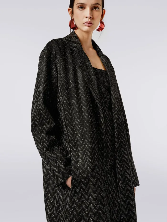 Women Viscose Chevron Coat With Lurex Black Missoni Coats and Jackets Women Viscose Chevron Coat With Lurex Black Missoni Coats and Jackets
