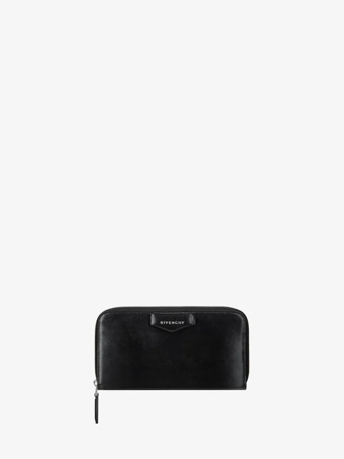 Women Wallets and Card Holders Givenchy Antigona Zipped Wallet In Box Leather Black