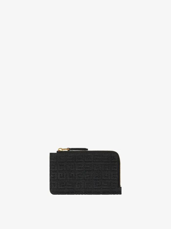 Women Wallets and Card Holders Givenchy GCut Zipped Card Holder In 4G Embroidered Canvas Black