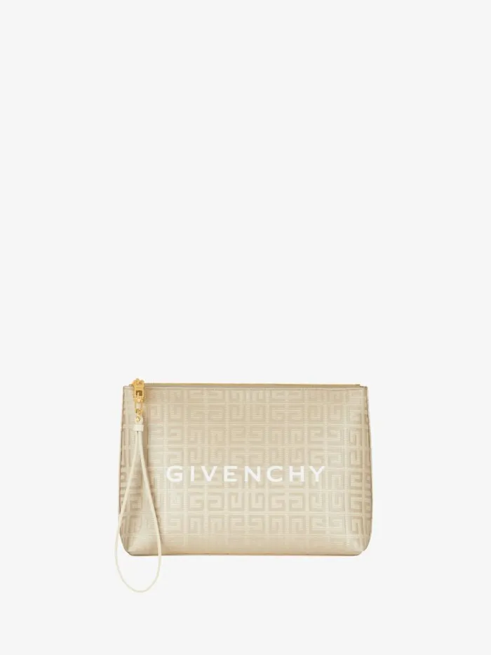 Women Wallets and Card Holders Givenchy GIVENCHY Travel Pouch In 4G Coated Canvas Natural Beige
