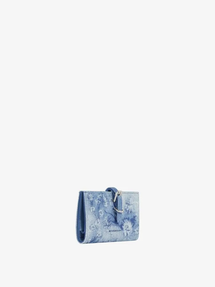Women Wallets and Card Holders Givenchy Voyou Wallet In Washed Embroidered Denim Medium Blue Women Wallets and Card Holders Givenchy Voyou Wallet In Washed Embroidered Denim Medium Blue