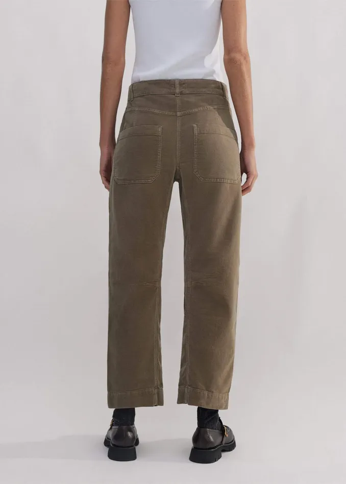 Women Washed Velvet EngineeredLeg Pant Winter Stone MEEM