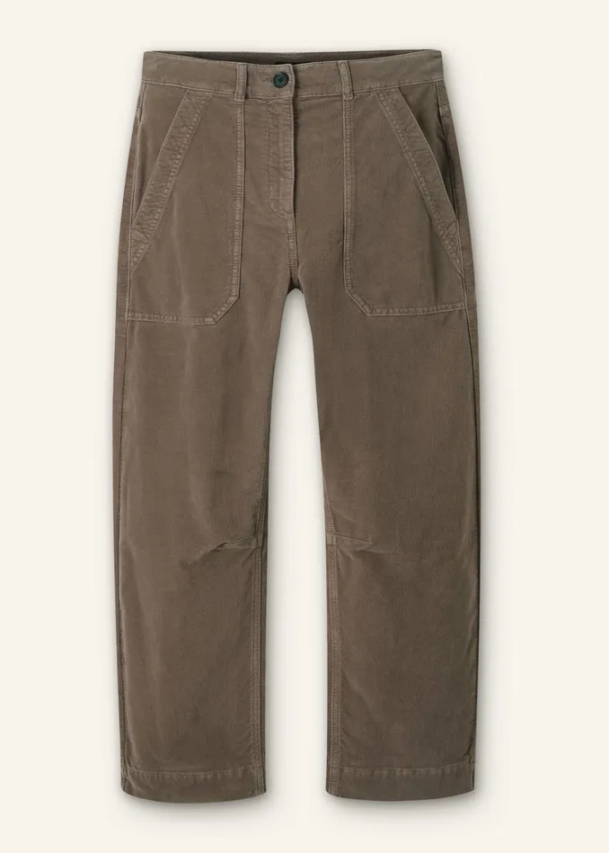 Women Washed Velvet EngineeredLeg Pant Winter Stone MEEM