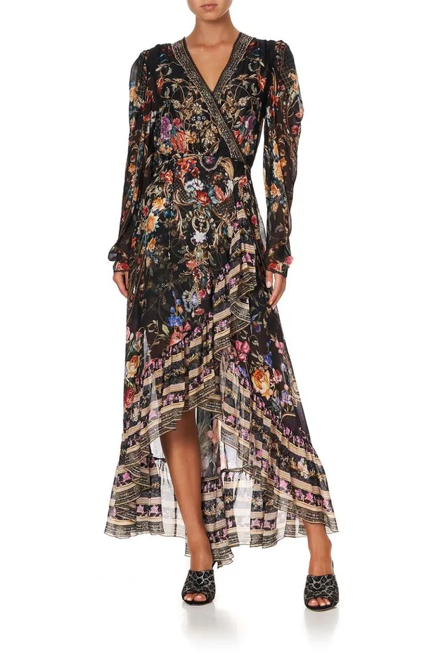 Women Wedding Guest Dresses Camilla Blouson Wrap Sleeve Dress Blushing Manor