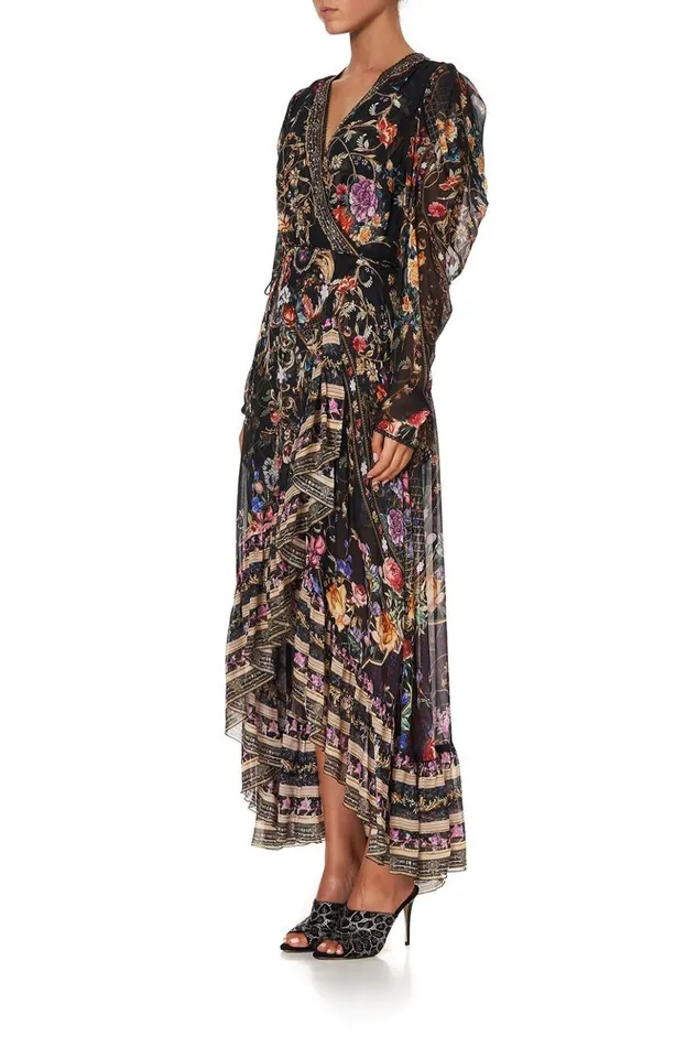 Women Wedding Guest Dresses Camilla Blouson Wrap Sleeve Dress Blushing Manor
