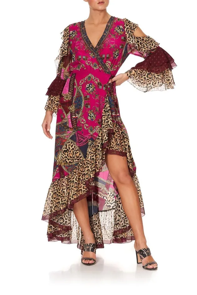 Women Wedding Guest Dresses Camilla Ruffle Sleeve Wrap Dress Dining Hall Darling