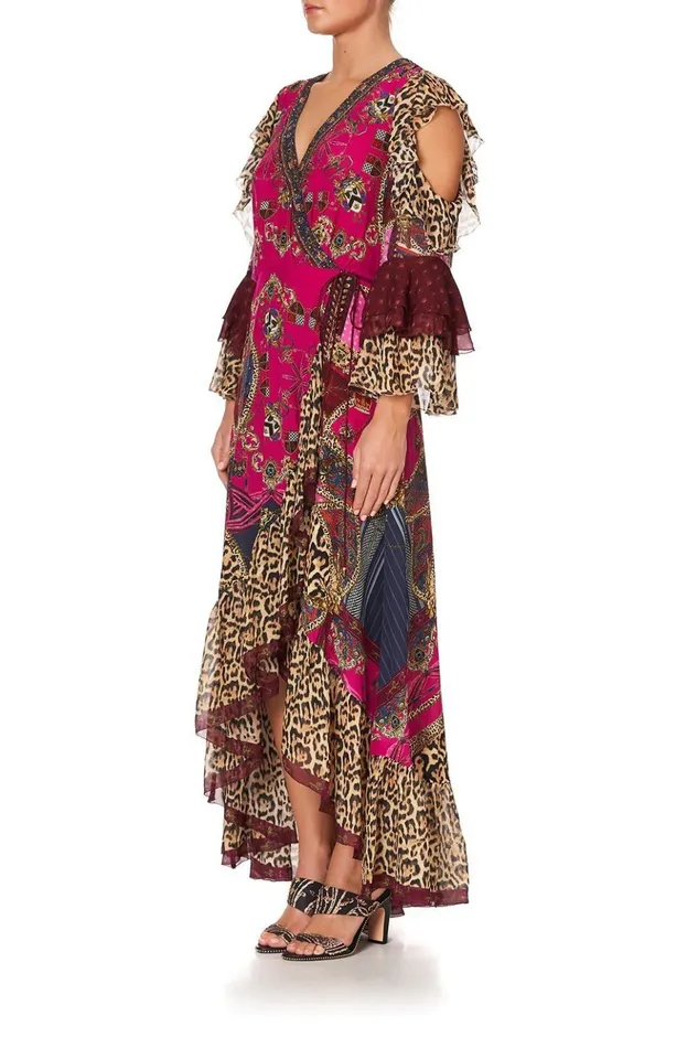 Women Wedding Guest Dresses Camilla Ruffle Sleeve Wrap Dress Dining Hall Darling