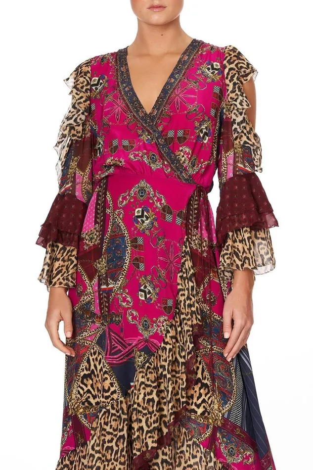 Women Wedding Guest Dresses Camilla Ruffle Sleeve Wrap Dress Dining Hall Darling