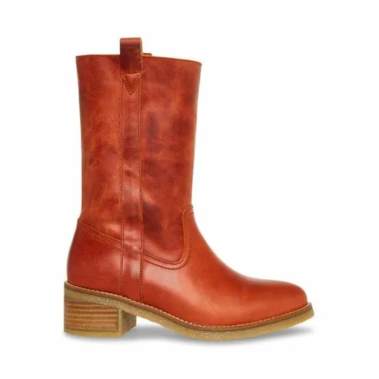Women WINNY RUST LEATHER Rust Leather Steve Madden Boots and Booties