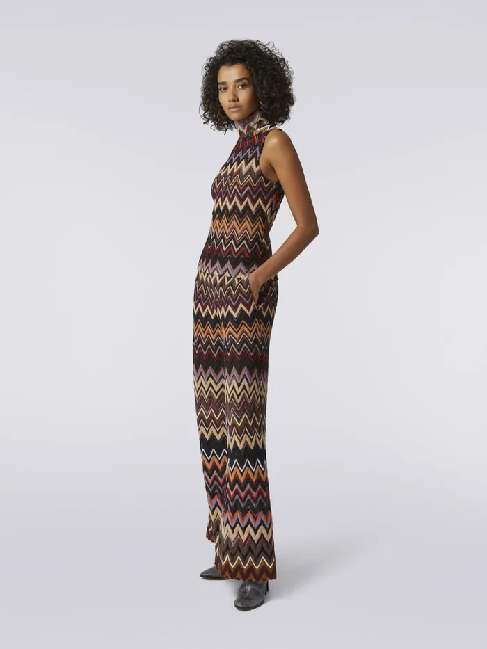 Women Wool And Viscose HighNeck Tank Top With Zigzag Weave Multicoloured Missoni Tshirts And Tops Women Wool And Viscose HighNeck Tank Top With Zigzag Weave Multicoloured Missoni Tshirts And Tops