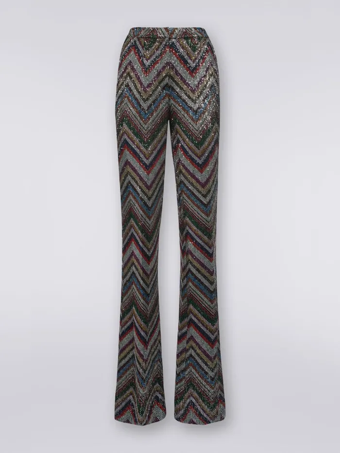 Women Zigzag Viscose Blend Trousers With Sequins Multicoloured Missoni Trousers