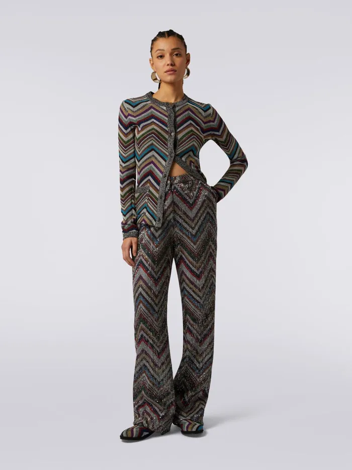 Women Zigzag Viscose Blend Trousers With Sequins Multicoloured Missoni Trousers Women Zigzag Viscose Blend Trousers With Sequins Multicoloured Missoni Trousers