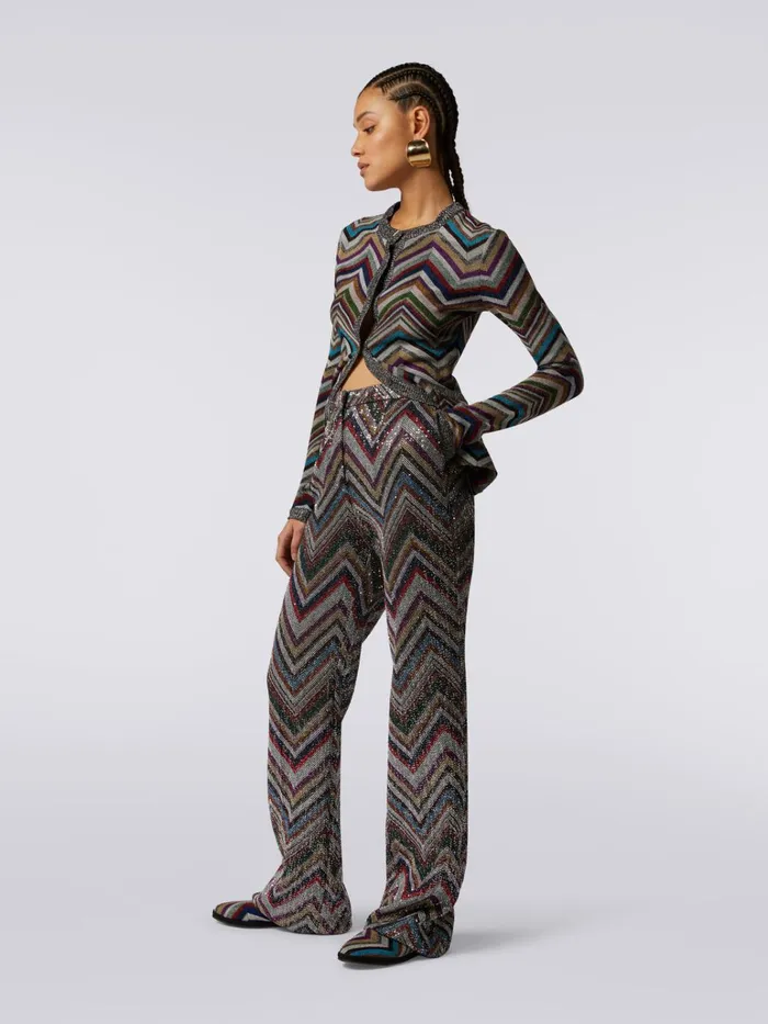 Women Zigzag Viscose Blend Trousers With Sequins Multicoloured Missoni Trousers Women Zigzag Viscose Blend Trousers With Sequins Multicoloured Missoni Trousers