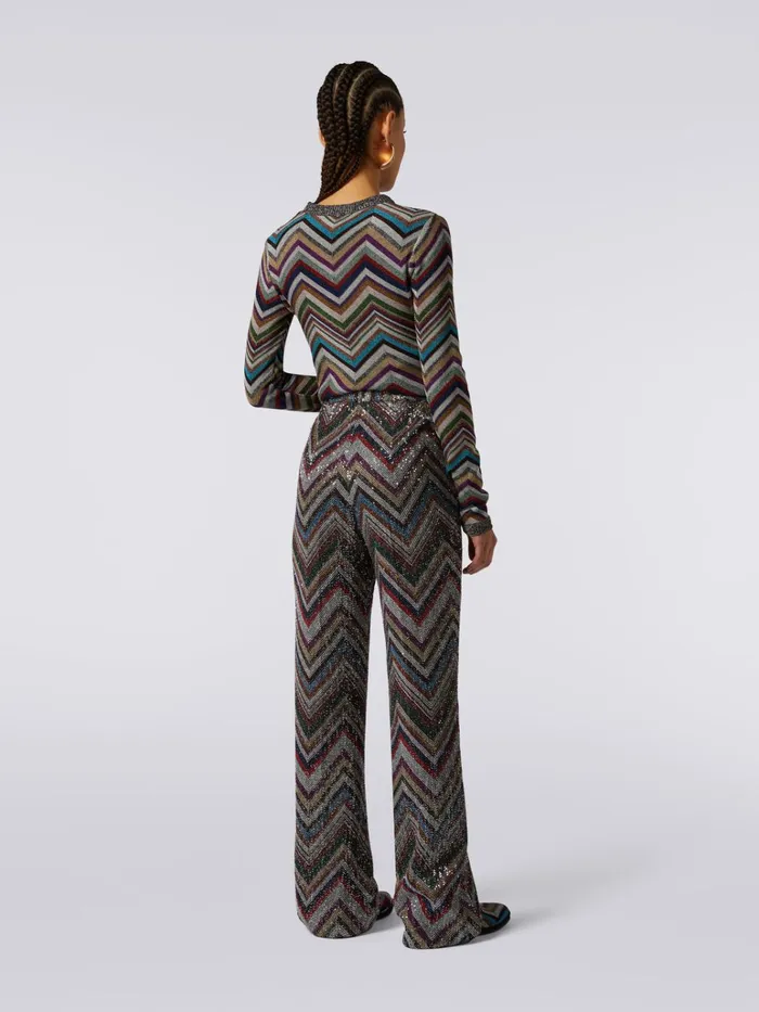 Women Zigzag Viscose Blend Trousers With Sequins Multicoloured Missoni Trousers Women Zigzag Viscose Blend Trousers With Sequins Multicoloured Missoni Trousers