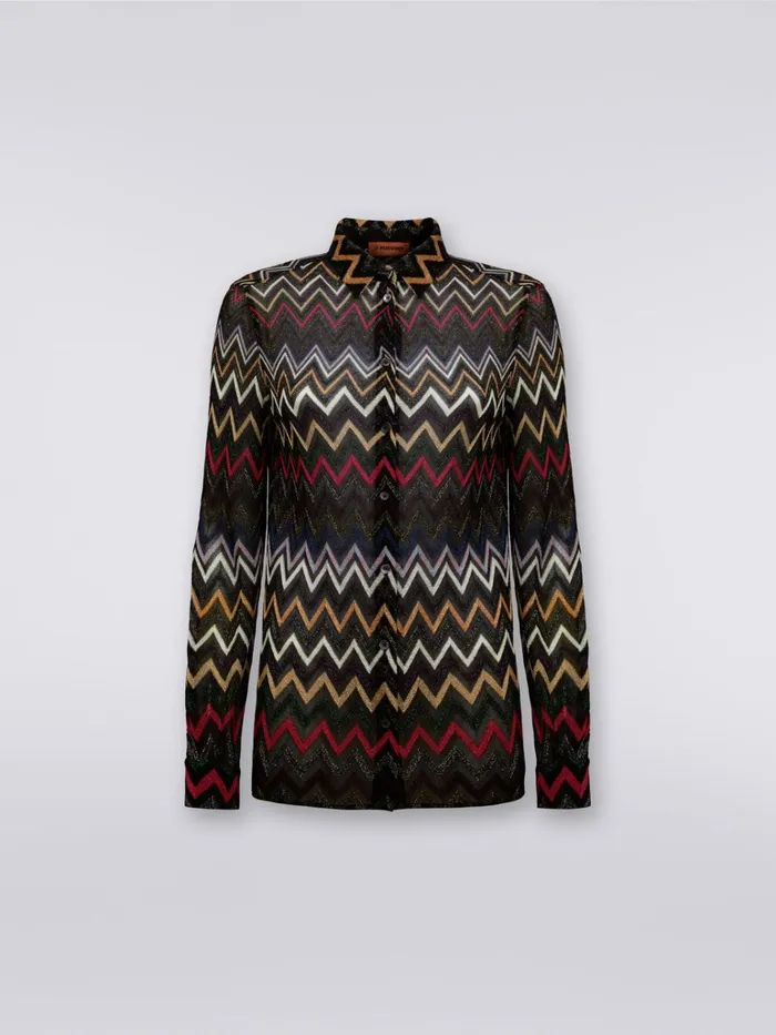 Women Zigzag Viscose Shirt With Lurex Multicoloured Missoni Blouses and Shirts