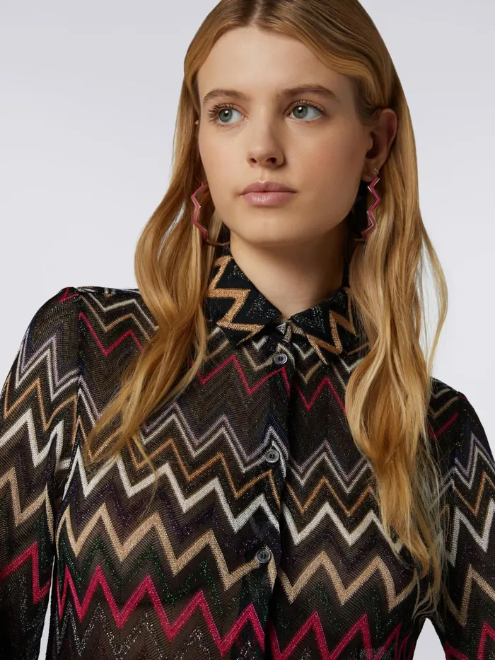 Women Zigzag Viscose Shirt With Lurex Multicoloured Missoni Blouses and Shirts Women Zigzag Viscose Shirt With Lurex Multicoloured Missoni Blouses and Shirts