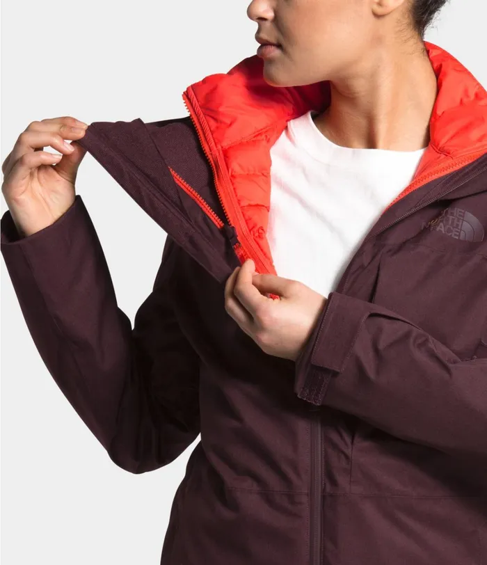Womens The North Face 3In1 ThermoBall Eco Snow Triclimate Jacket Root Brown Heatherflare