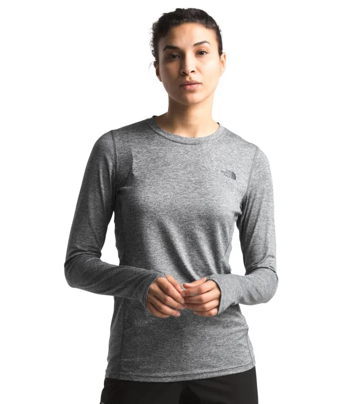 Womens The North Face Active Tops Warm Poly Crew Tnf Medium Grey Heather