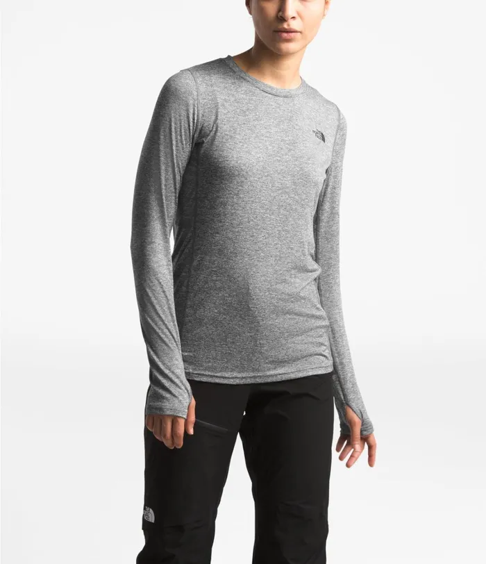 Womens The North Face Active Tops Warm Poly Crew Tnf Medium Grey Heather