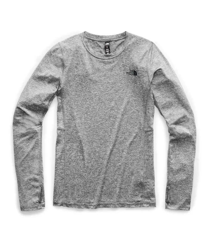 Womens The North Face Active Tops Warm Poly Crew Tnf Medium Grey Heather