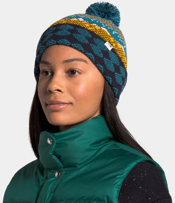 Womens The North Face Beanies and Scarves Fair Isle Beanie Mallard Blue