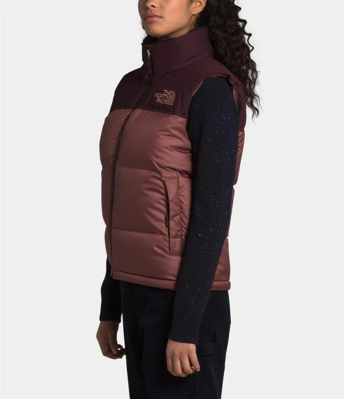 Womens The North Face Vests W ECO NUPTSE VEST Marron Purpleroot Brown