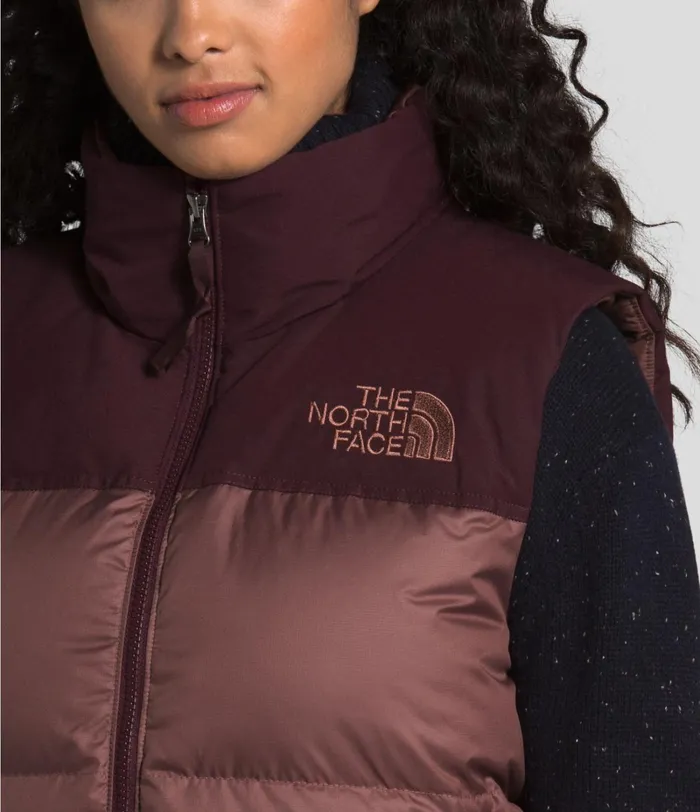 Womens The North Face Vests W ECO NUPTSE VEST Marron Purpleroot Brown