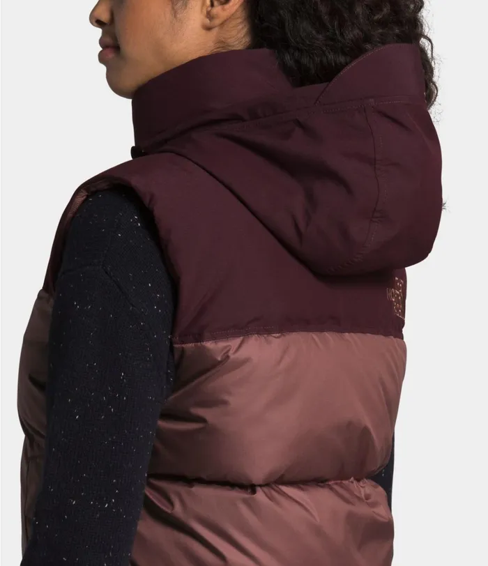 Womens The North Face Vests W ECO NUPTSE VEST Marron Purpleroot Brown