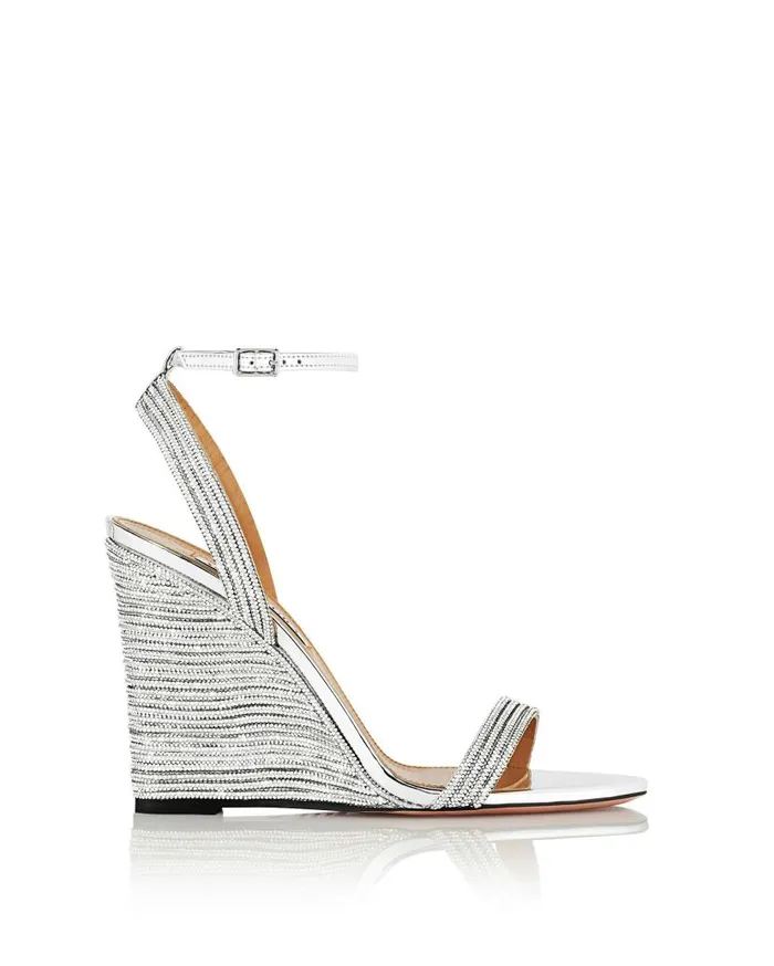 Wow Crystal Wedge 95 Silver Women Aquazzura Bridal Wow Crystal Wedge 95 Silver Women Aquazzura Bridal