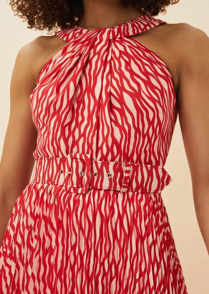 Yas Abstract Print Halterneck Dress Rednude Women Phase Eight Dresses