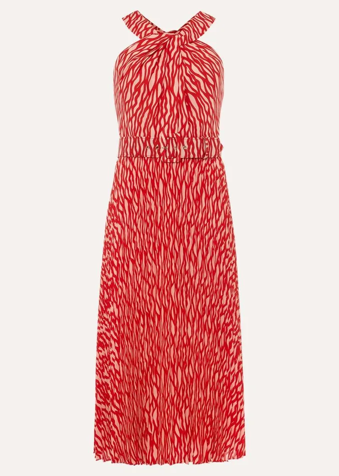 Yas Abstract Print Halterneck Dress Rednude Women Phase Eight Dresses