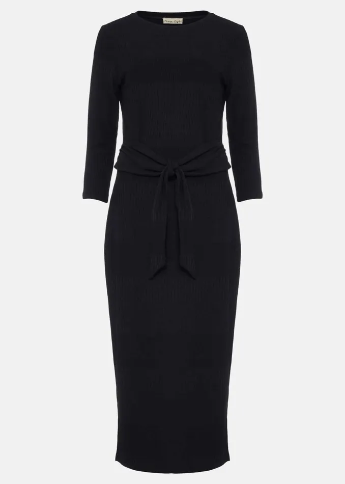 Yazmina Long Sleeve Ribbed Dress Navy Women Phase Eight Dresses