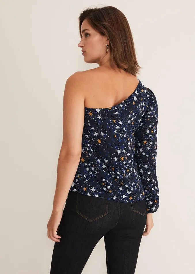 Zeba Star One Shoulder Blouse Navy Women Phase Eight Shirts and Blouses