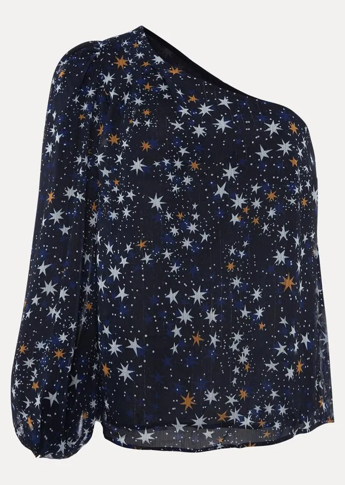 Zeba Star One Shoulder Blouse Navy Women Phase Eight Shirts and Blouses