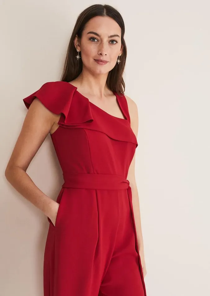 Zelda Belted Jumpsuit Oxblood Women Phase Eight Dresses