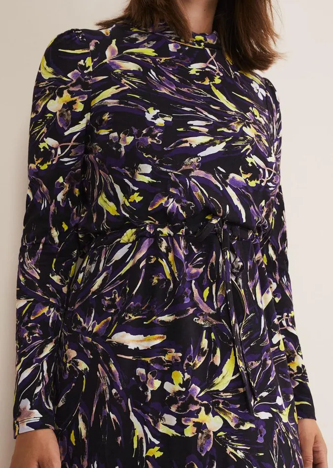 Zenobia Printed Jersey Dress Bluechocolate Women Phase Eight Dresses