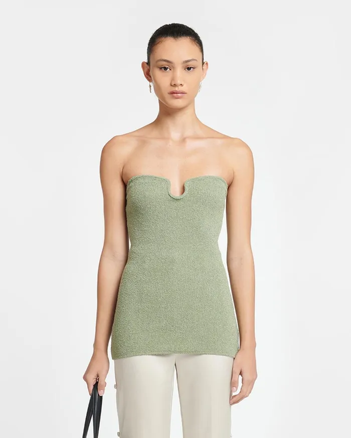 Zessa TerryKnit Bandeau Top Faded Sage Women Nanushka Knitwear