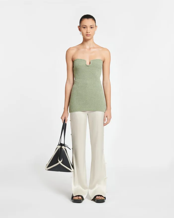 Zessa TerryKnit Bandeau Top Faded Sage Women Nanushka Knitwear